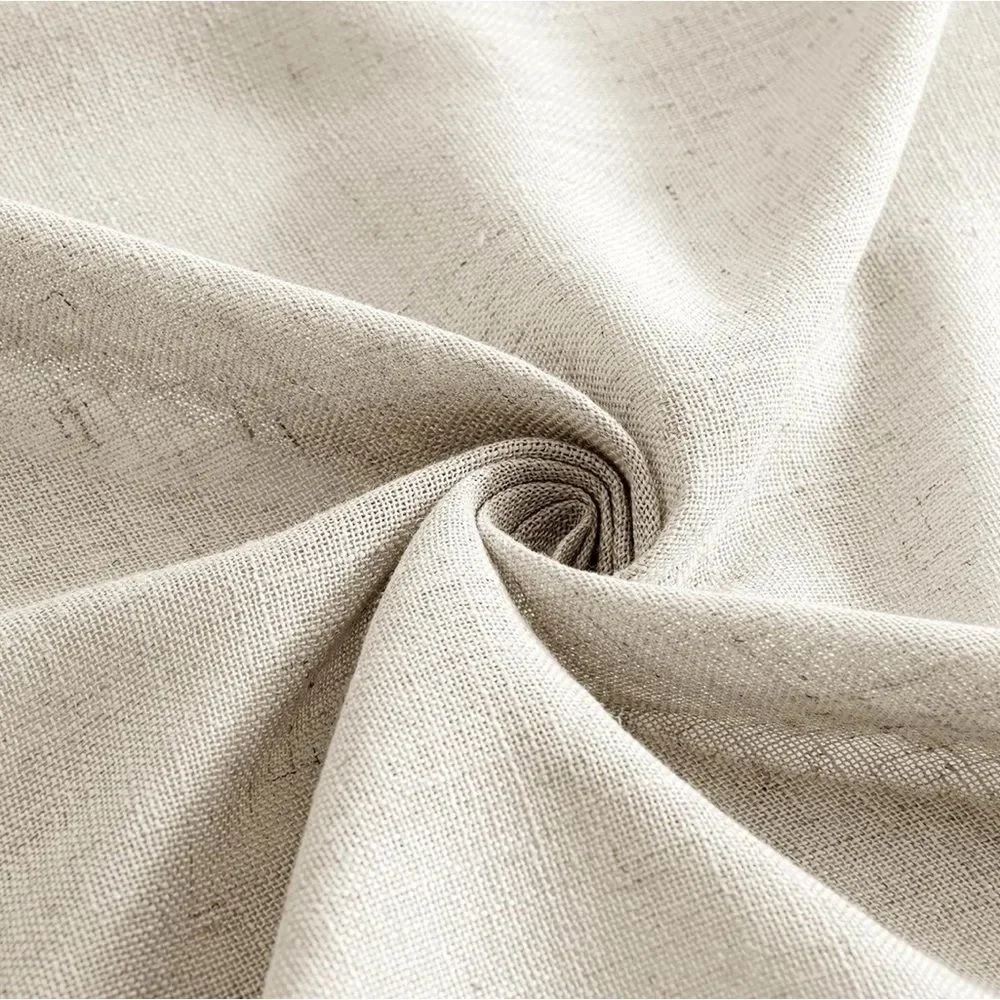 Beige Linen Look Curtain Panel 52x90 Rod Pocket Back Tab Farmhouse